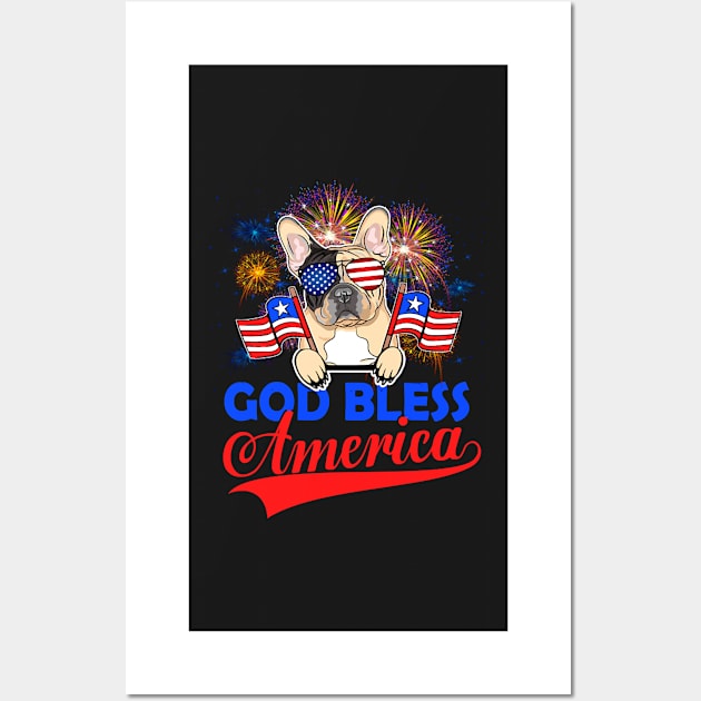 God Bless America 4th Of July Firework Dog Unisex Wall Art by BelaReider